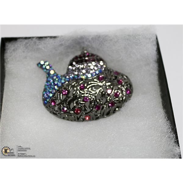 RHINESTONE TEAPOT BROOCH