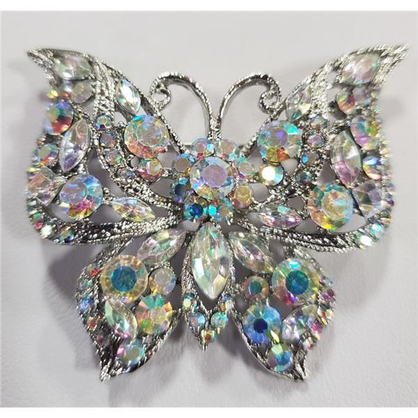 RHINESTONE BUTTERFLY BROOCH