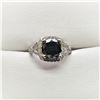 Image 1 : 13) 14 KARAT WHITE GOLD COLORED BLACK DIAMOND RING