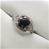 Image 3 : 13) 14 KARAT WHITE GOLD COLORED BLACK DIAMOND RING