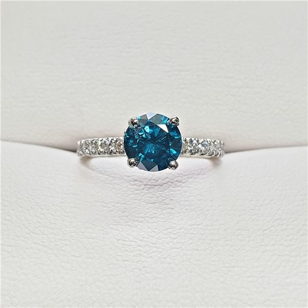 47)  PLATINUM FANCY COLOURED BLUE DIAMOND RING