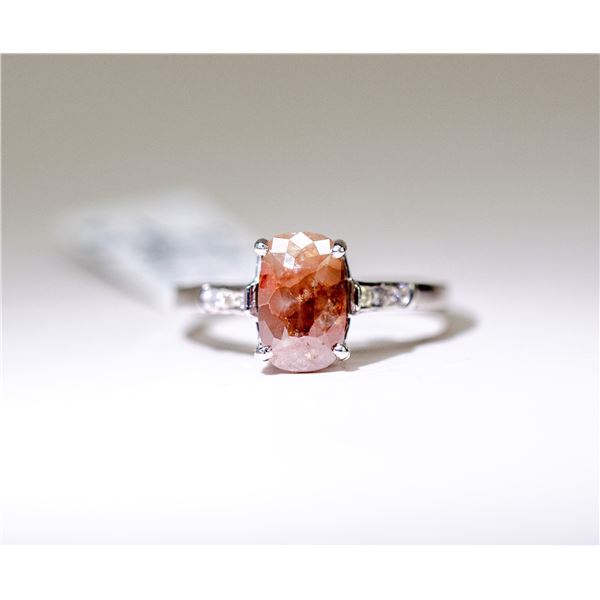 28) 10 KARAT WHITE GOLD FANCY CUT DIAMOND RING