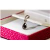 Image 1 : 48) 14 KARAT WHITE GOLD  BLACK DIAMOND PENDANT