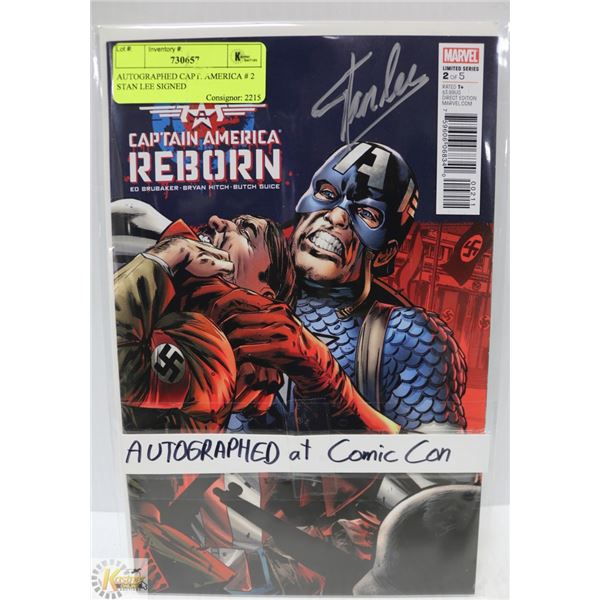 AUTOGRAPHED CAPT. AMERICA # 2 STAN LEE SIGNED