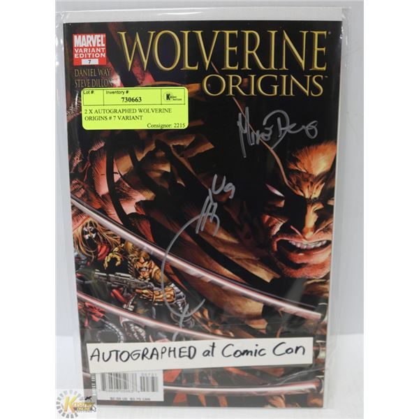 2 X AUTOGRAPHED WOLVERINE ORIGINS # 7 VARIANT