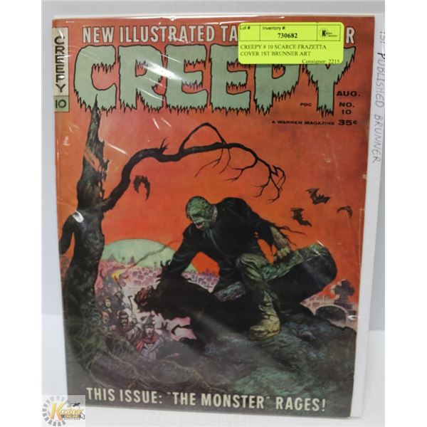 CREEPY # 10 SCARCE FRAZETTA COVER 1ST BRUNNER ART