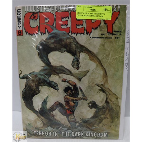 CREEPY # 9 SCARCE FRAZETTA COVER WRIGHTSON SKETCH