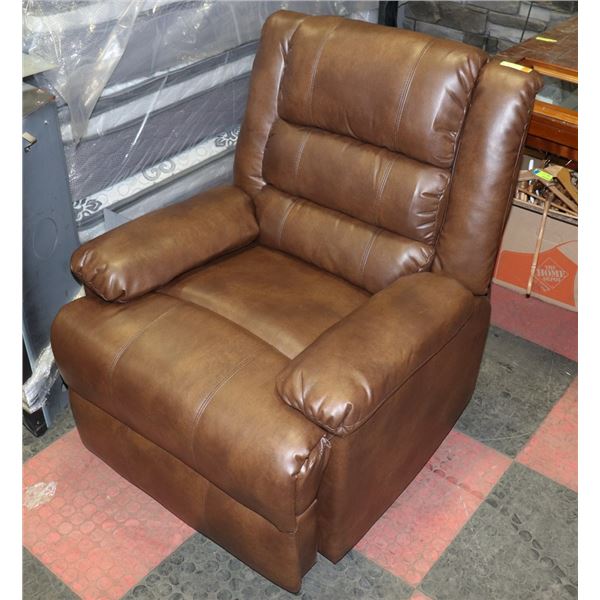 NEW BROWN LEATHERETTE RECLINING CHAIR