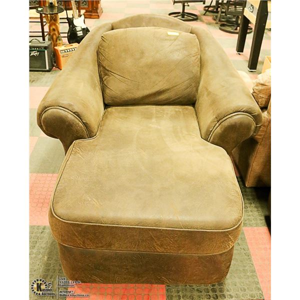 BROWN CHAISE LOUNGE MICROFIBRE CHAIR