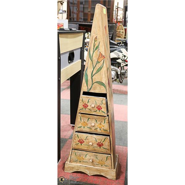 PYRAMID WOOD CABINET 4 DRAWER UNIQUE