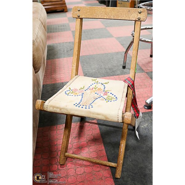 ANTIQUE TAPESTRY CHAIR WITH WRITE UP