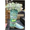 Image 1 : LARGE METAL COWBOY BOOT PLANTER WITH PLANT