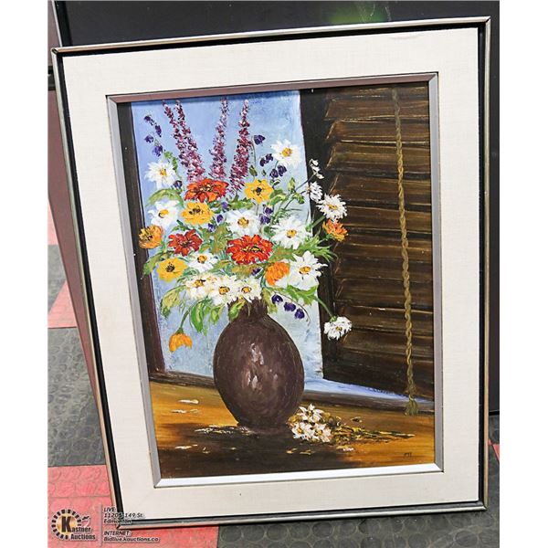 FLOWER PAINTING SIGNED BY PJZ 24" X 30"