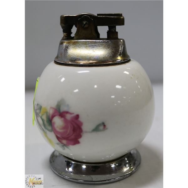 UNIQUE LIGHTER CERAMIC ROUND PAINTED FLOWERS
