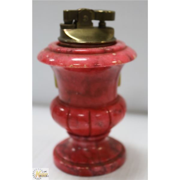 UNIQUE LIGHTER PINK CARVED SOAP STONE BASE