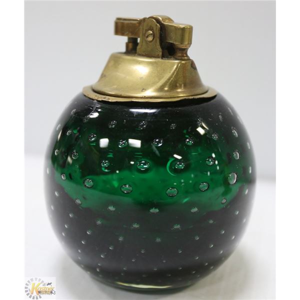 UNIQUE LIGHTER GREEN GLASS PAPER WEIGHT BASE
