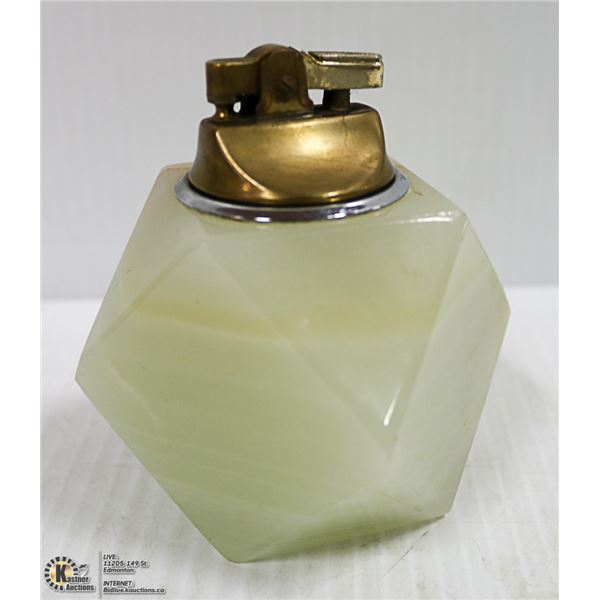 UNIQUE LIGHTER HEAVY ONYX CARVED BASE JAPAN