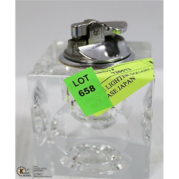 UNIQUE LIGHTER SQUARE GLASS DICE BASE JAPAN