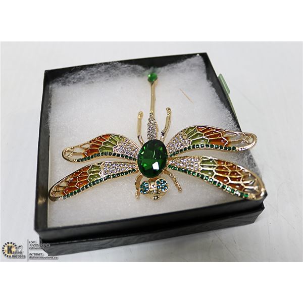 DRAGONFLY RHINESTONE BROOCH