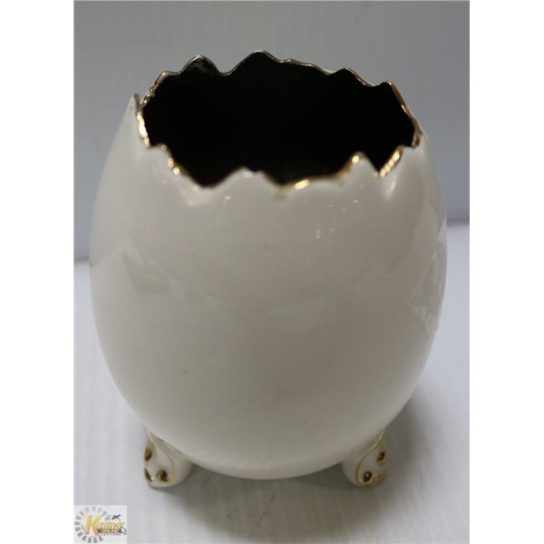 FABERGE EGG WHITE GOLD COLORED TRIM