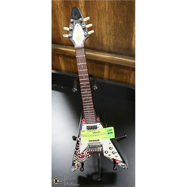 ROCK GUITAR BANK ON A STAND