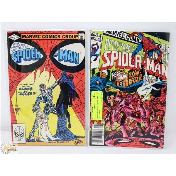 2 X PETER PARKER SPIDER MAN # 69 # 70 CLOAK &