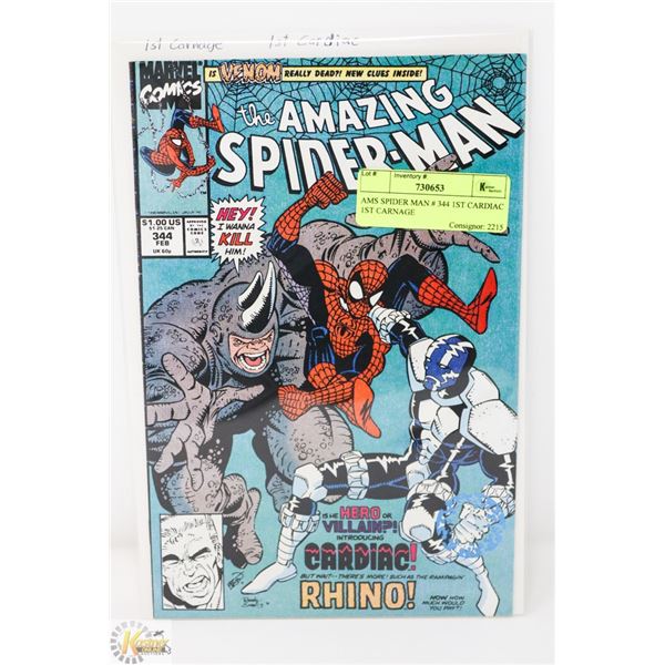 AMS SPIDER MAN # 344 1ST CARDIAC 1ST CARNAGE