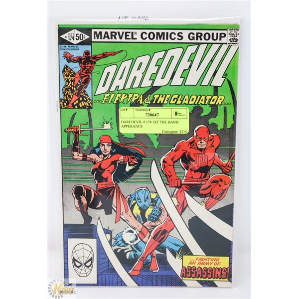 DAREDEVIL # 174 1ST HAND APPEARANCE