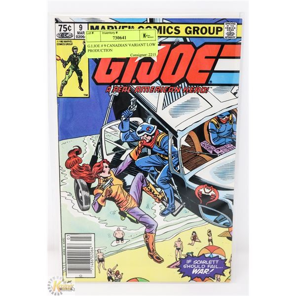G.I.JOE # 9 CANADIAN VARIANT LOW PRODUCTION