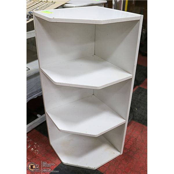 WOOD CORNER SHELF WHITE MELAMINE FINISH, 4SHELF