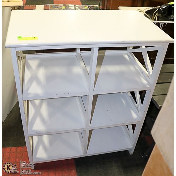 SOLID WOOD WHITE MELAMINE 6 SLOT CUBE SHELF