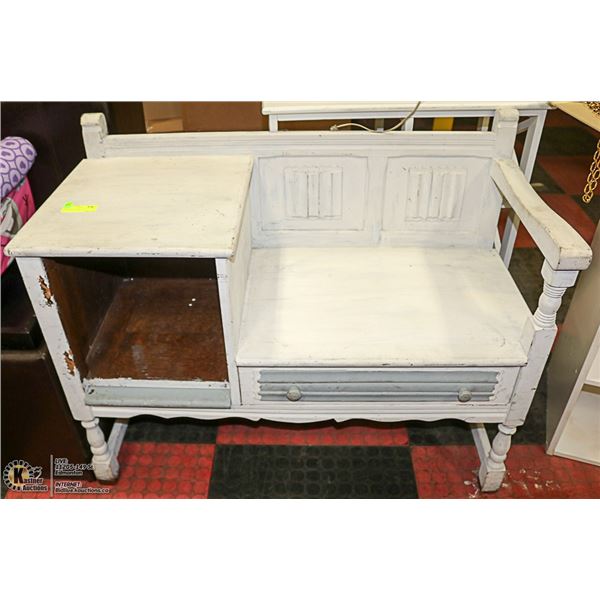 ANTIQUE CRAFTSMAN SOLID WOOD ENTRY BENCH WITH