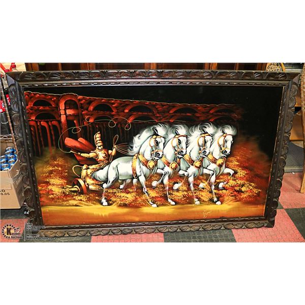 1960'S VELVET ROMAN CHARIOT WALL ART