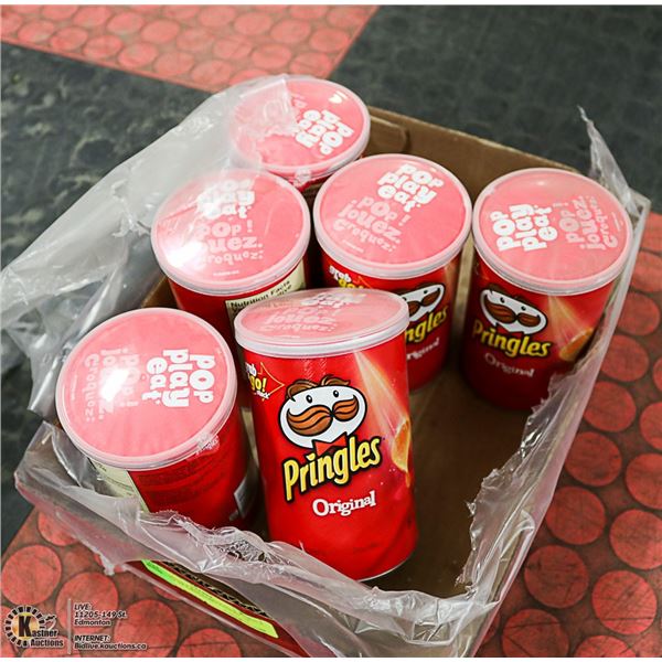 BOX WITH SIX 67G CONTAINERS OF PRINGLES ORIGINAL