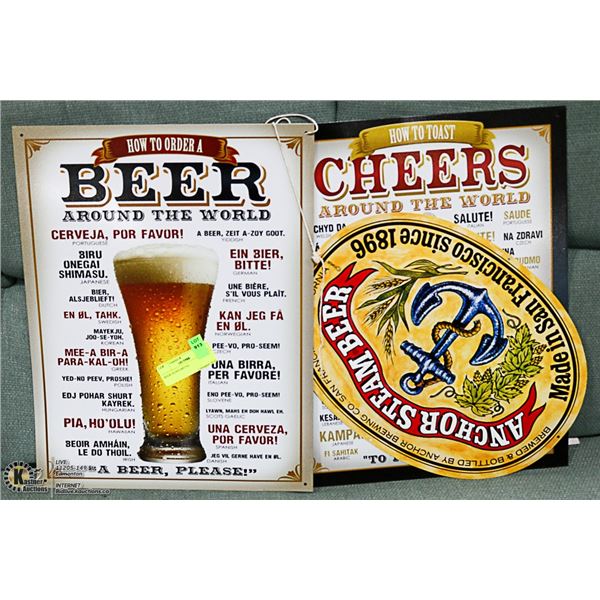 3 METAL BEER SIGNS