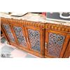 Image 2 : HEAVY MARBLE WOOD CARVED SIDEBOARD 77" X 22" X 42"
