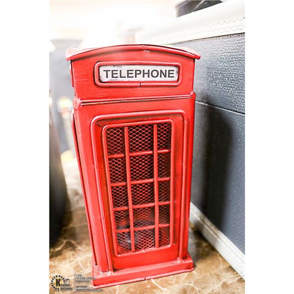 METAL BANK TELEPHONE BOOTH