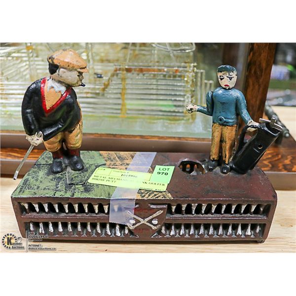 METAL MECHANICAL BANK GOLFER BIRDIE PUTT