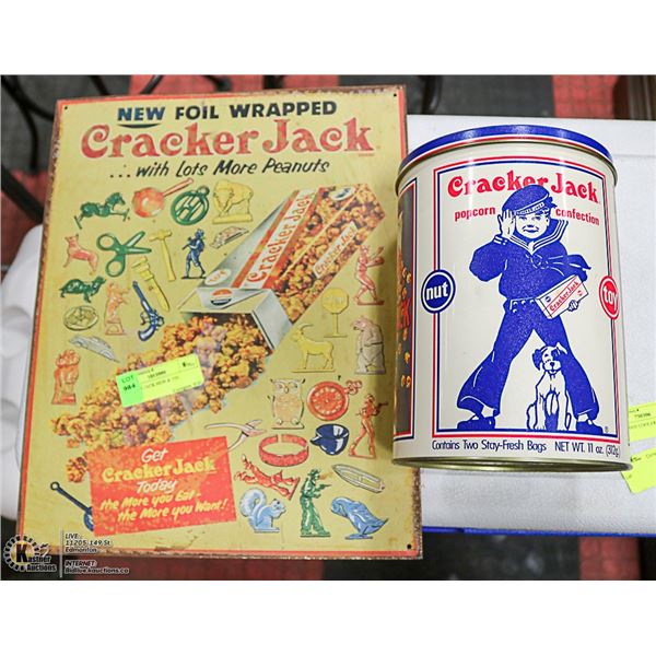 CRACKER JACK SIGN & TIN
