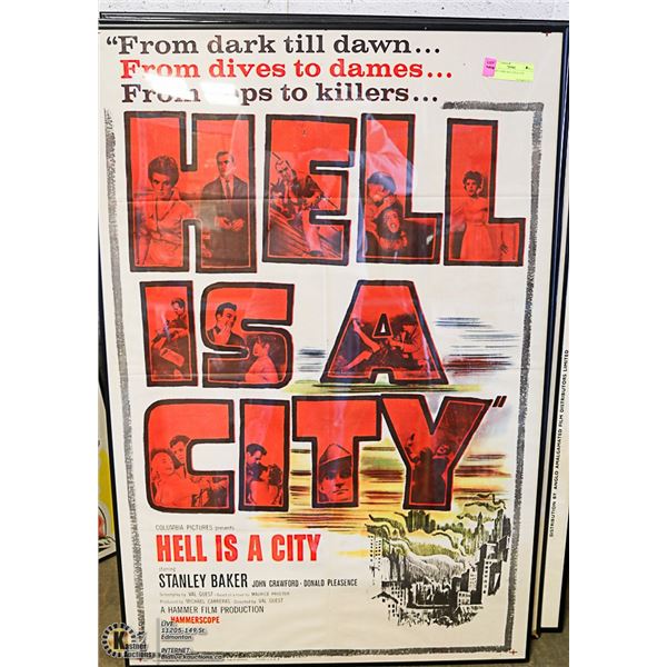 FRAMED LOBBY CARD "HELL IS A CITY"