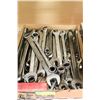 Image 1 : BOX W/ OVER 60 VARIOUS SIZES HAND WRENCHES.