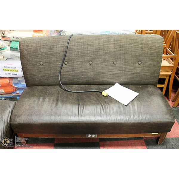 LEATHER AND FABRIC BENCH WITH POWER OUTLETS