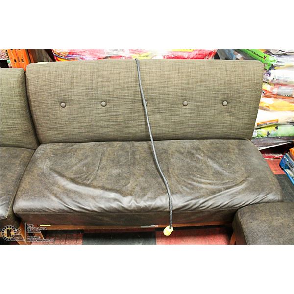 LEATHER AND FABRIC BENCH WITH POWER OUTLETS