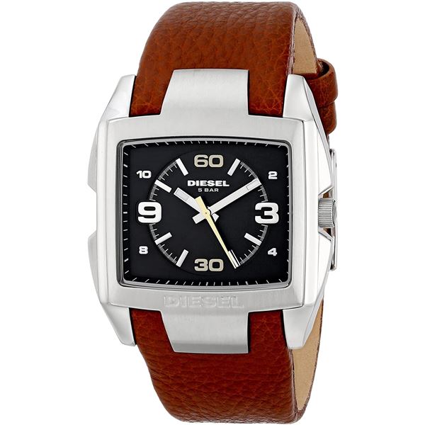 NEW DIESEL BLACK DIAL/BROWN LEATHER BAND MSRP $249