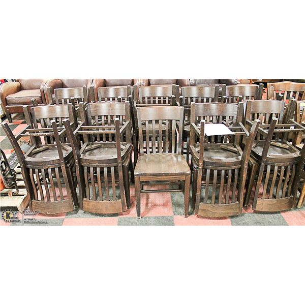 LOT OF 19 SOLID WOOD DARK BROWN SIDECHAIRS