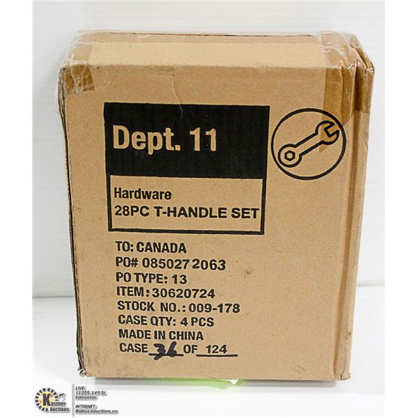 LOT OF FOUR 28 PIECE T-HANDLE SCREWDRIVER SET