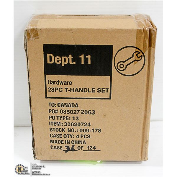 LOT OF FOUR 28 PIECE T-HANDLE SCREWDRIVER SET