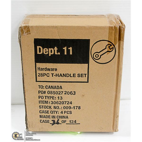 LOT OF FOUR 28 PIECE T-HANDLE SCREWDRIVER SET