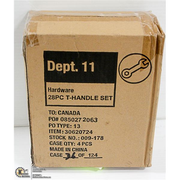 LOT OF FOUR 28 PIECE T-HANDLE SCREWDRIVER SET