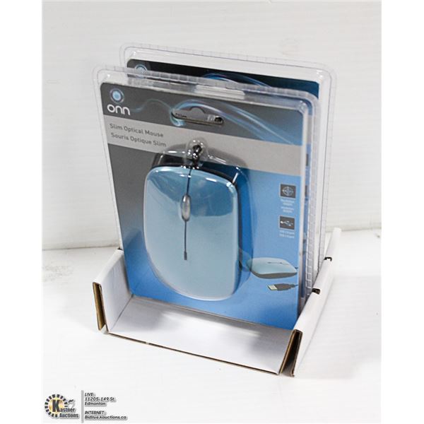 LOT OF 2 ONN SLIM OPTICAL MOUSE